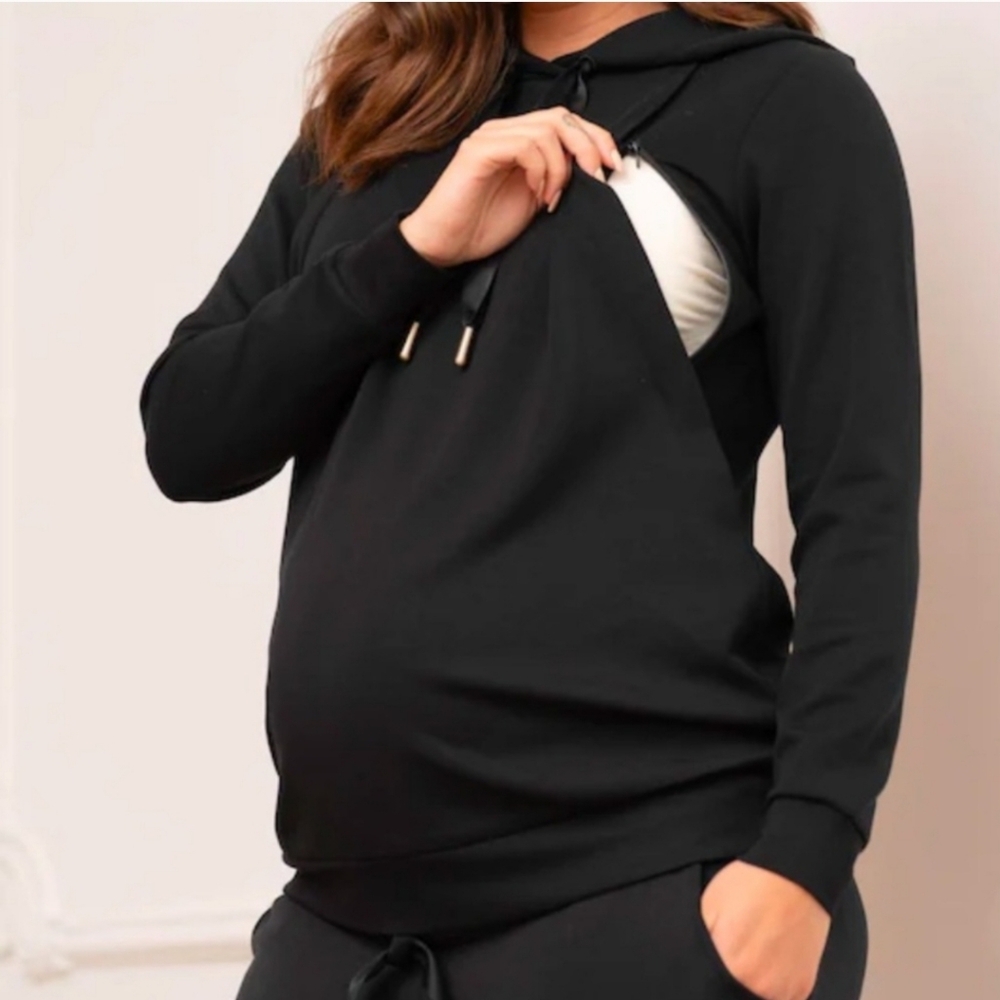 Women's Black Maternity Nursing Hoodie Seraphine Size Small